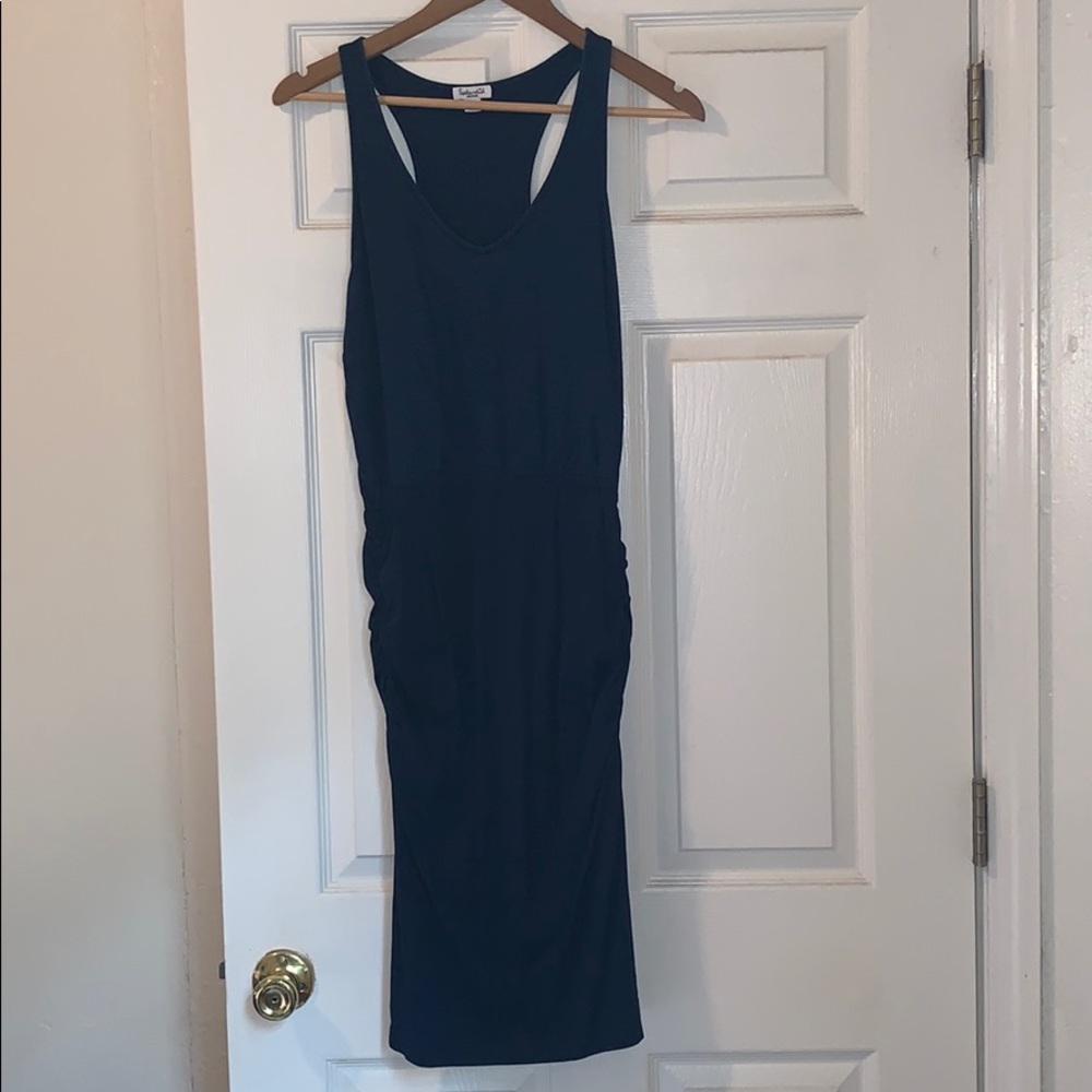 Splendid blue ruched cotton slub jersey dress